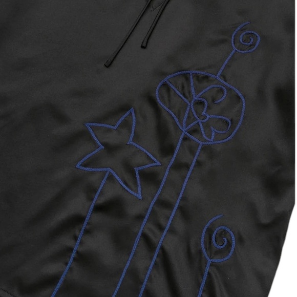 NWT Lingua Franca Embroidered Hudson 100% Silk Long Sleeve Popover Black Size S - Picture 4 of 16